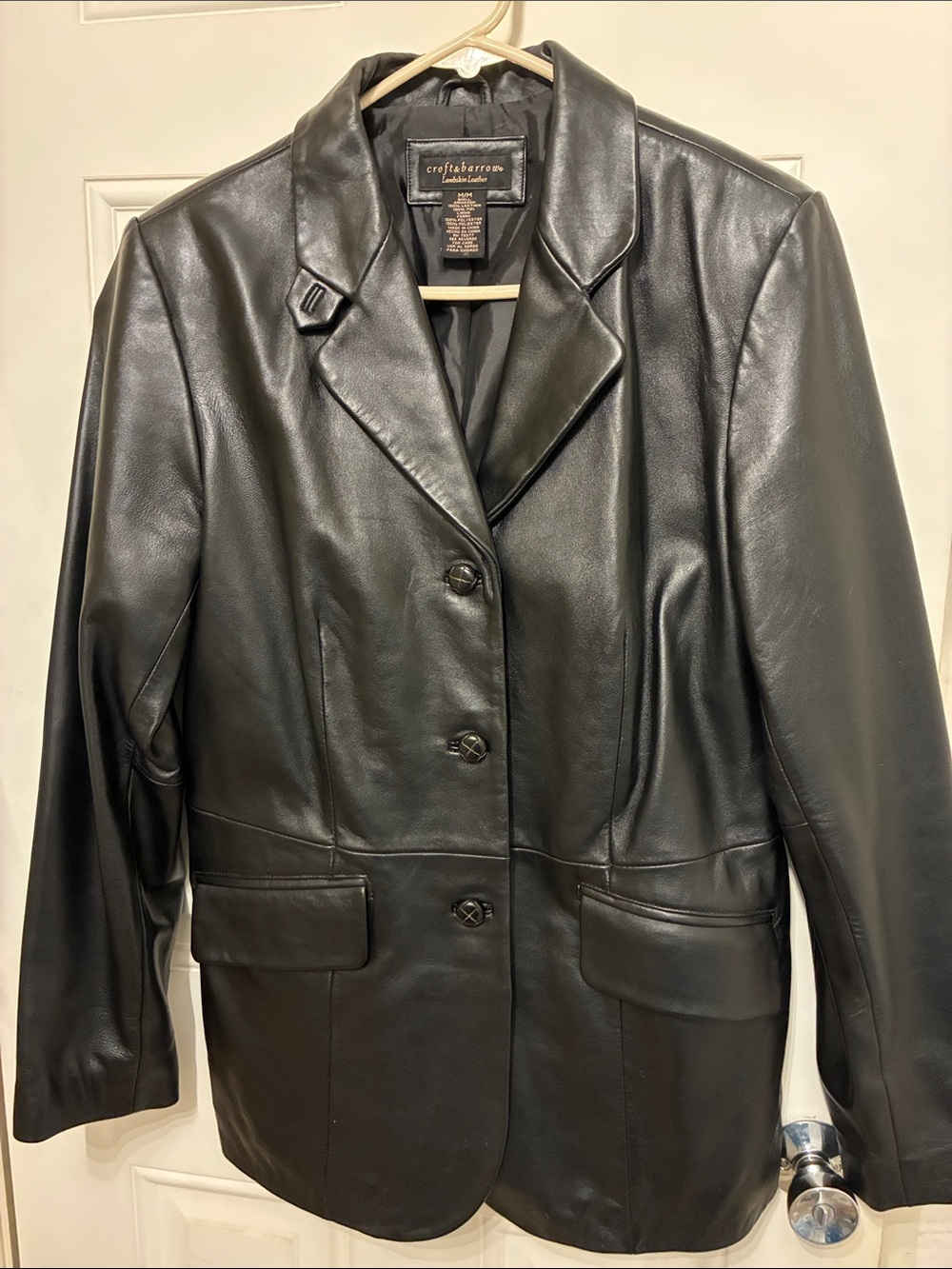 croft & barrow Black Leather Blazer Jacket for Women